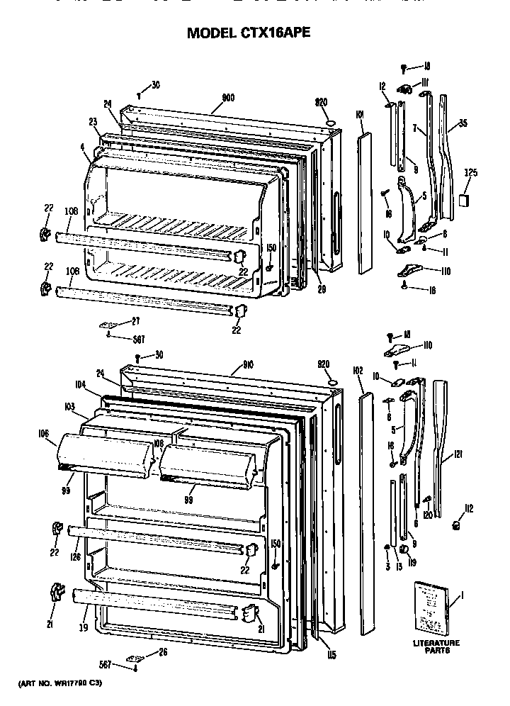 Hotpoint CTX16APELAD doors diagram