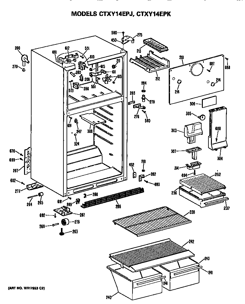 Hotpoint CTXY14EPKRWH cabinet parts diagram