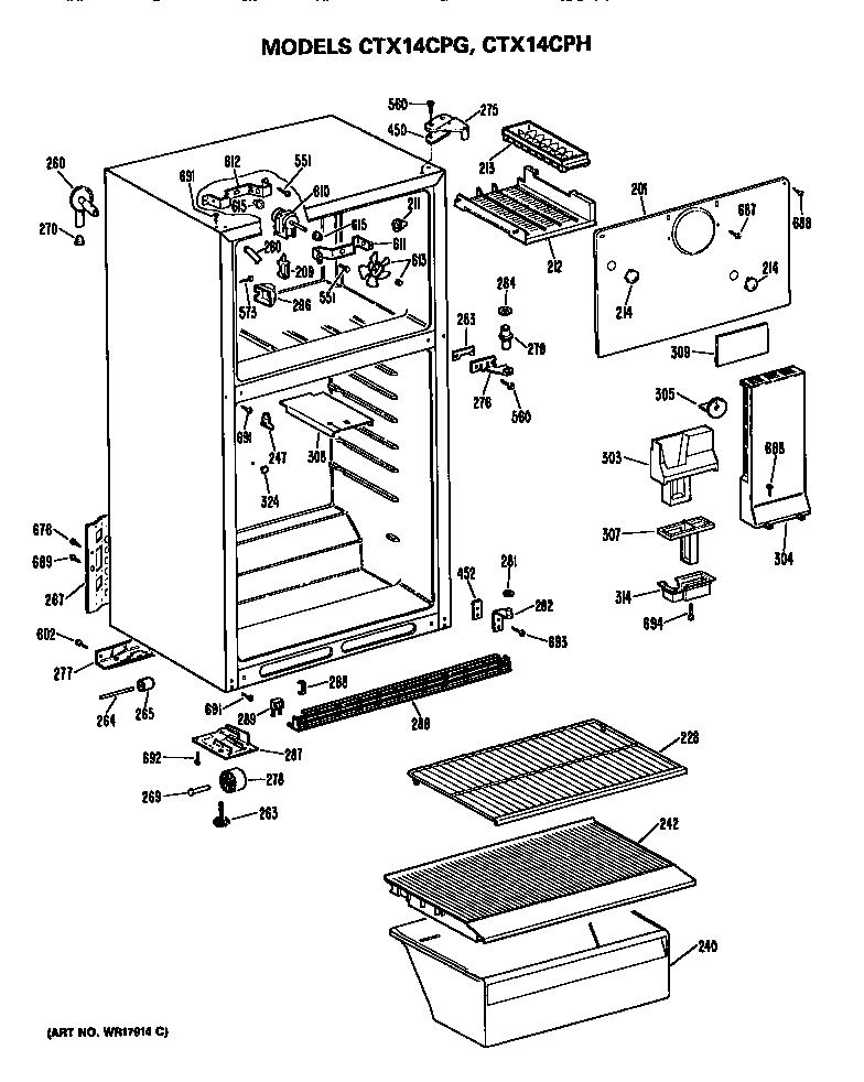 Hotpoint CTX14CPHRWH cabinet parts diagram