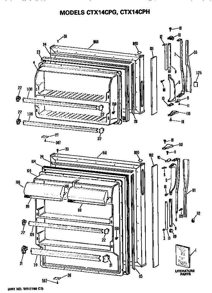 Hotpoint CTX14CPHRWH doors diagram