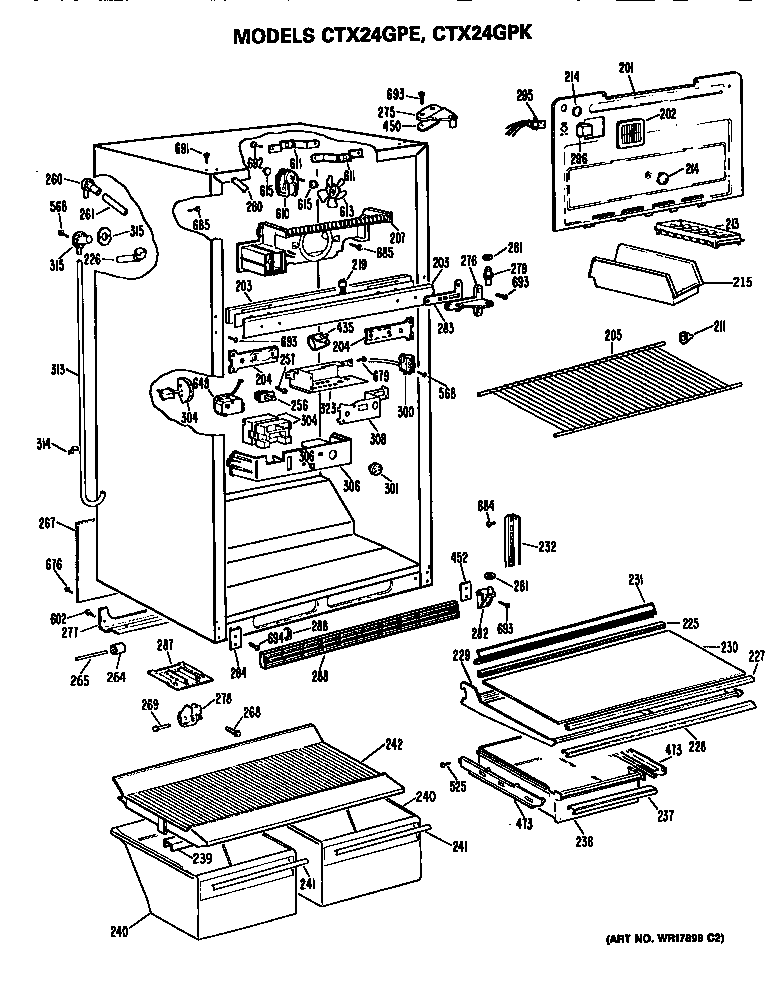 Hotpoint CTX24GPKRWH cabinet parts diagram