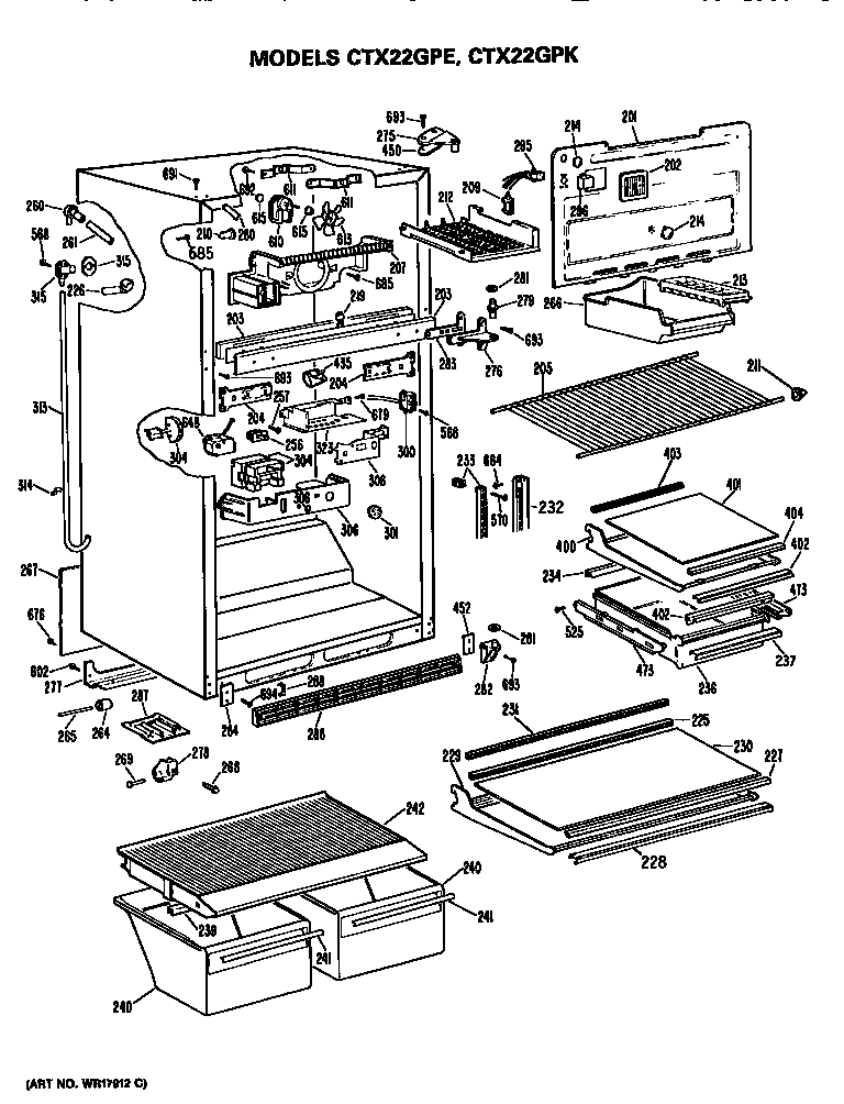 Hotpoint CTX22GPKRWH cabinet parts diagram