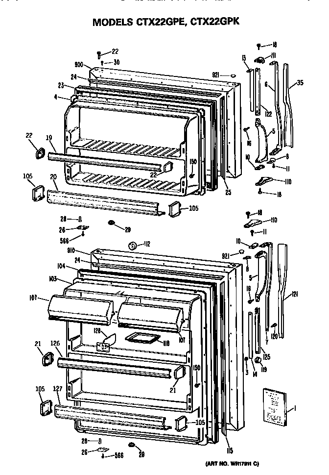 Hotpoint CTX22GPKRWH doors diagram