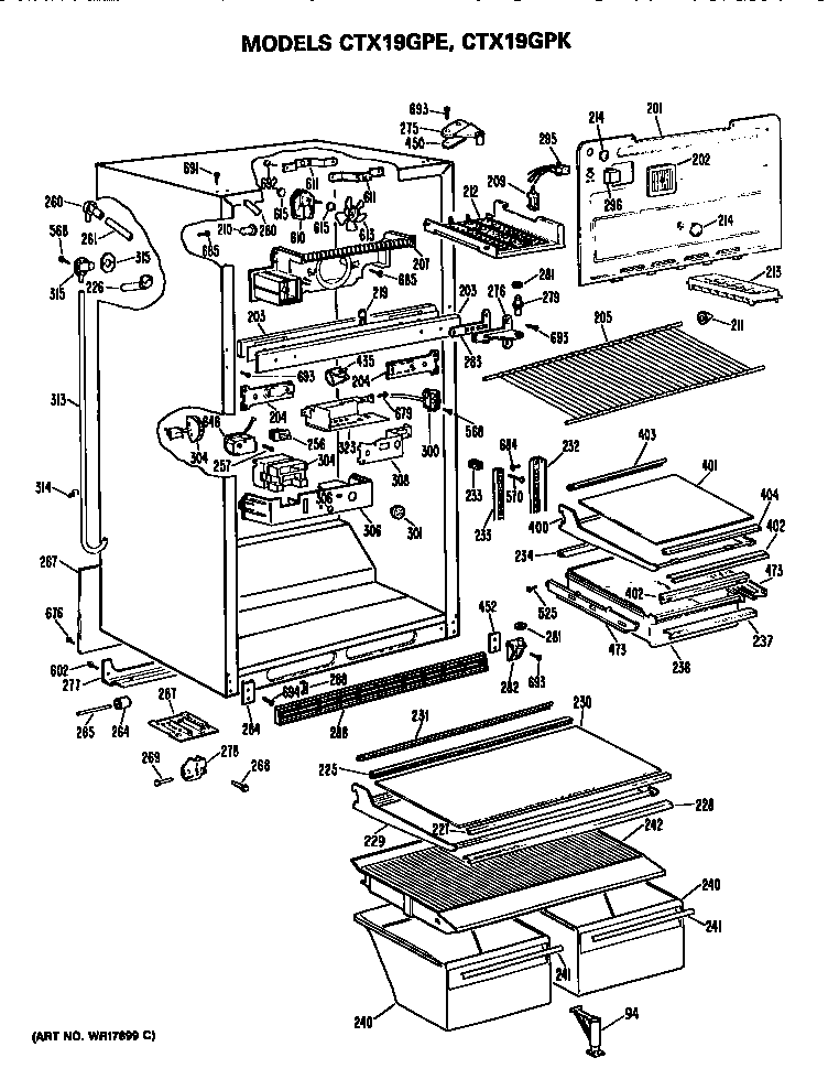 Hotpoint CTX19GPERAD cabinet parts diagram