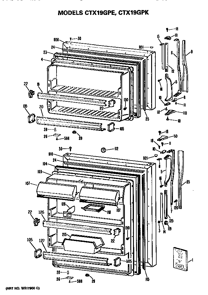 Hotpoint CTX19GPERAD doors diagram
