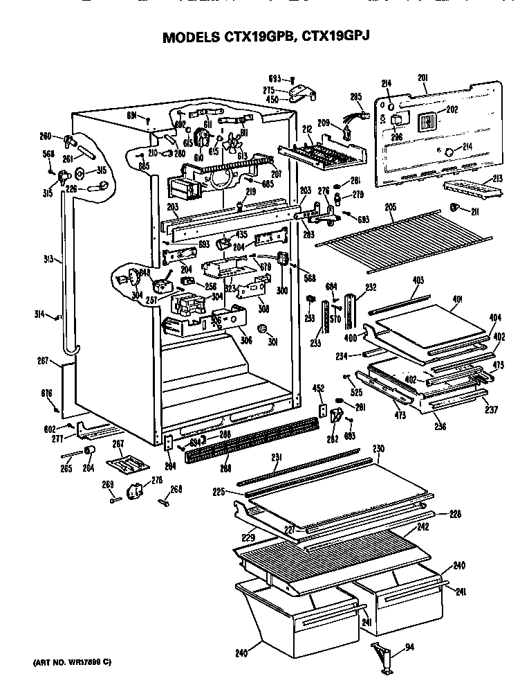 Hotpoint CTX19GPJRAD cabinet parts diagram