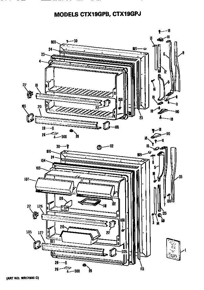 Hotpoint CTX19GPJRAD doors diagram