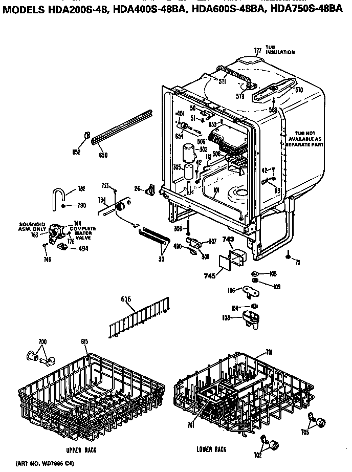 Hotpoint HDA600S-48BA tub diagram