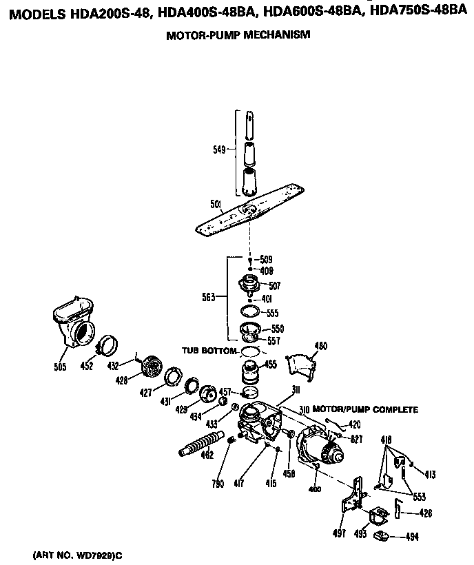Hotpoint HDA600S-48BA motor-pump diagram