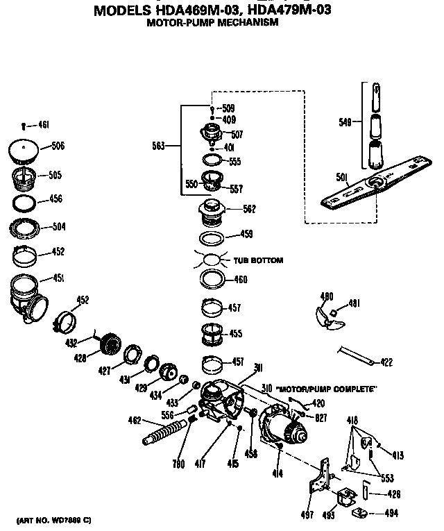 Hotpoint HDA469M-03 motor-pump diagram
