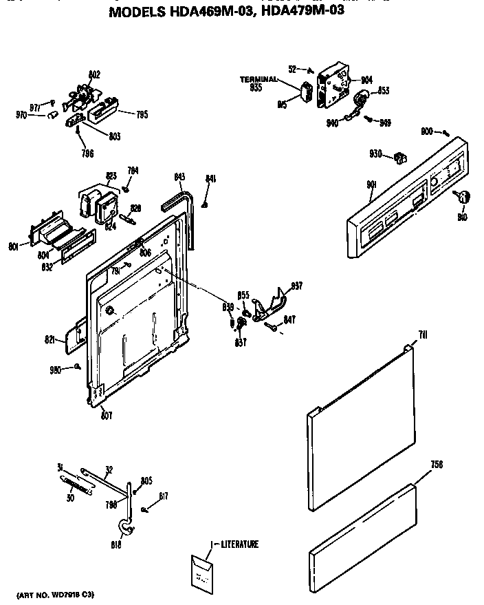 Hotpoint HDA469M-03 front/control panel diagram