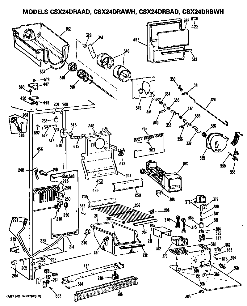 Hotpoint CSX24DRBAD freezer section diagram
