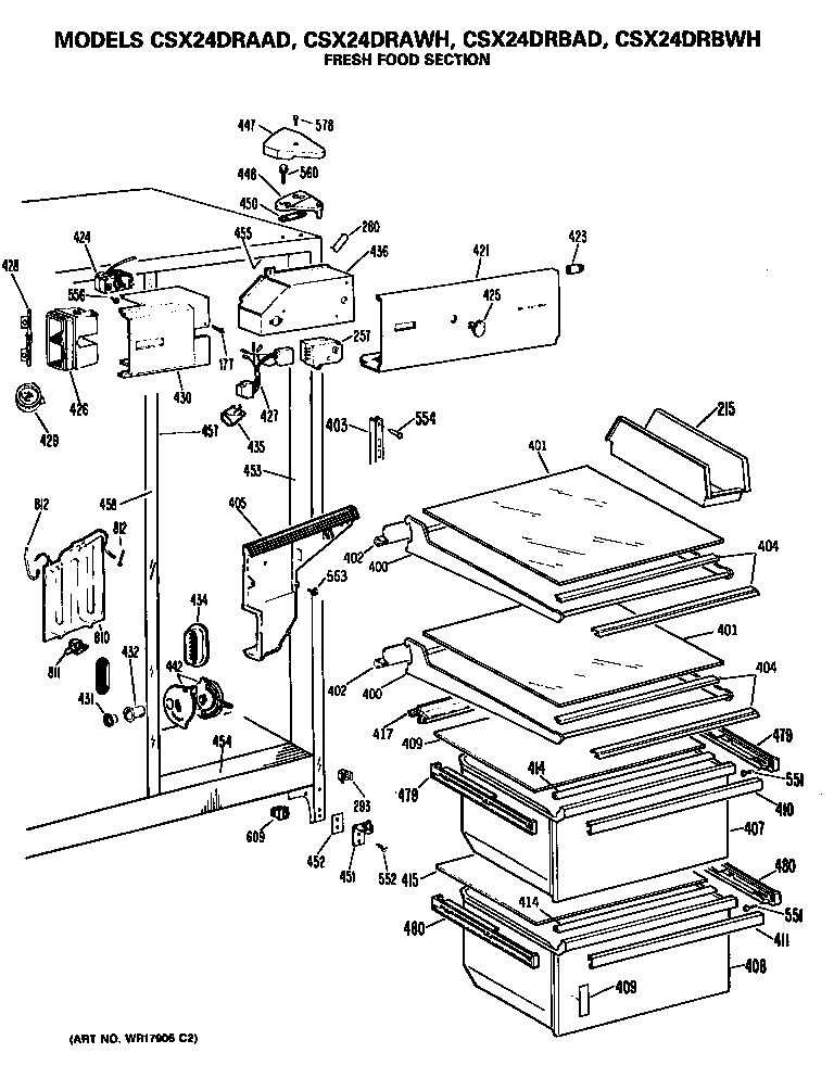 Hotpoint CSX24DRBAD fresh food section diagram