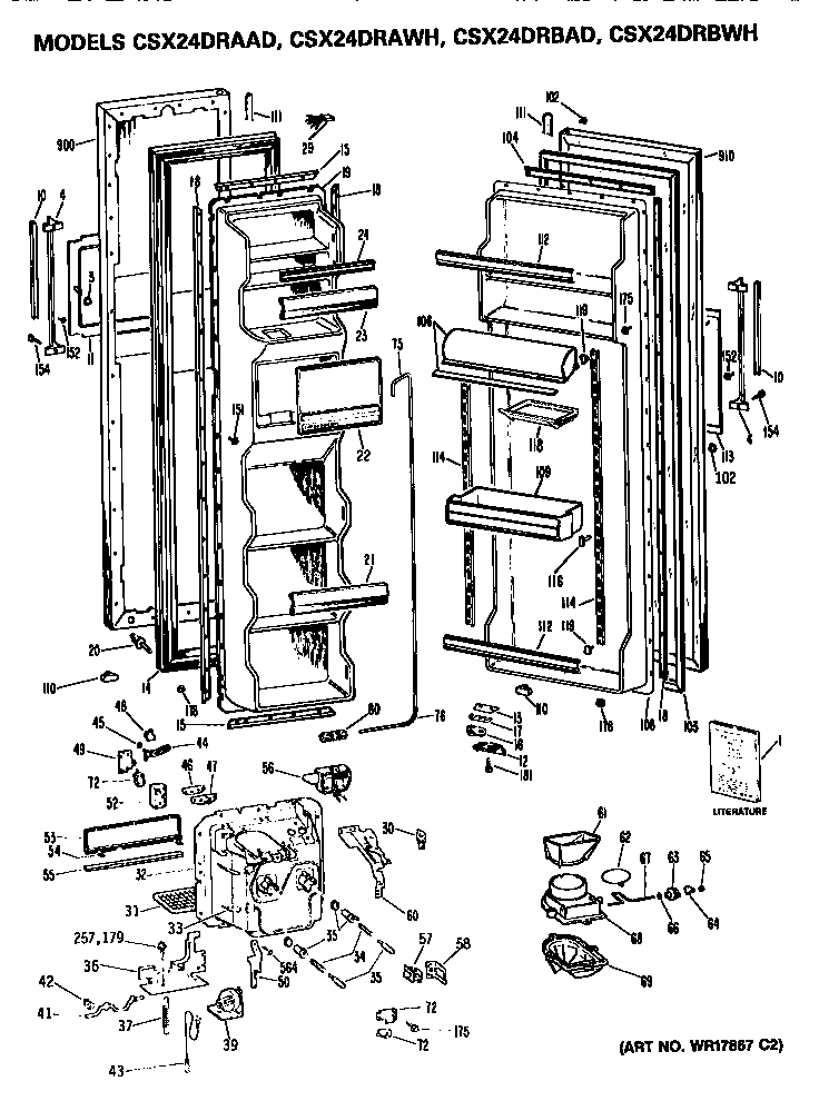 Hotpoint CSX24DRBAD doors diagram