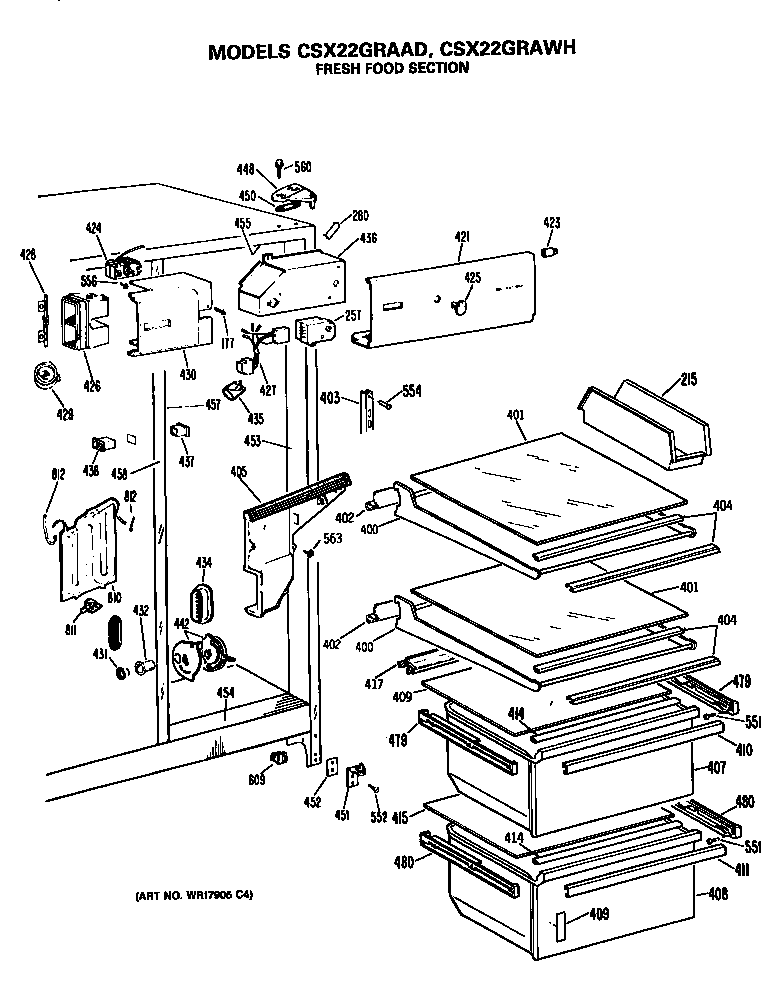 Hotpoint CSX22GRAAD fresh food section diagram