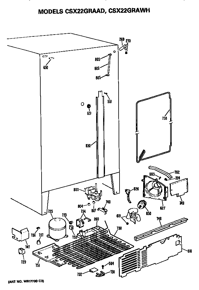 Hotpoint CSX22GRAAD unit parts diagram