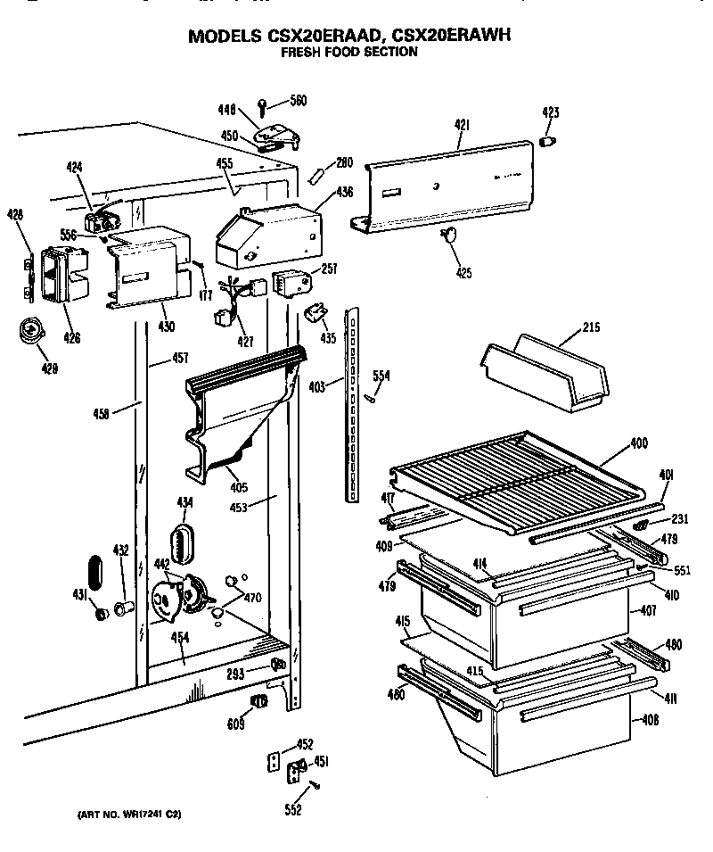 Hotpoint CSX20ERAWH fresh food section diagram