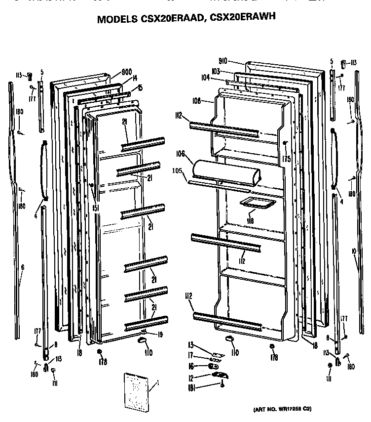Hotpoint CSX20ERAWH doors diagram