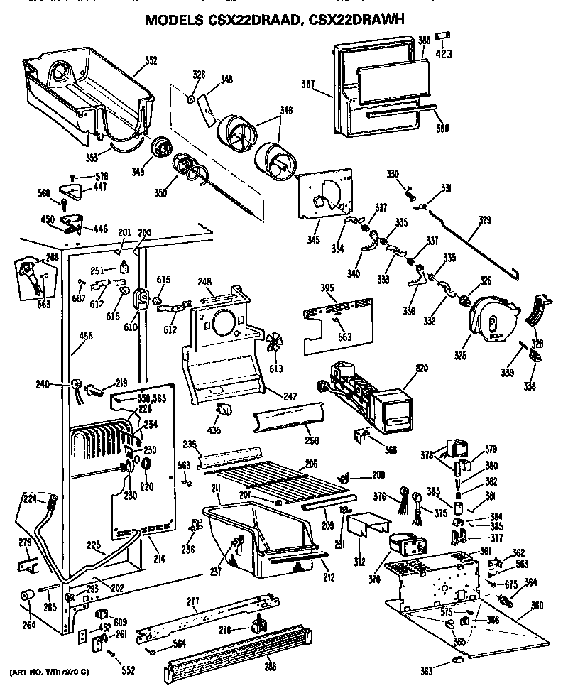 Hotpoint CSX22DRAWH freezer shelves diagram