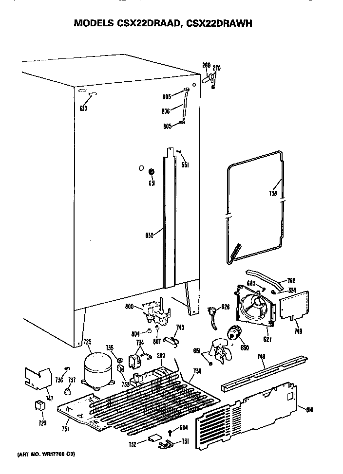 Hotpoint CSX22DRAWH compressor diagram
