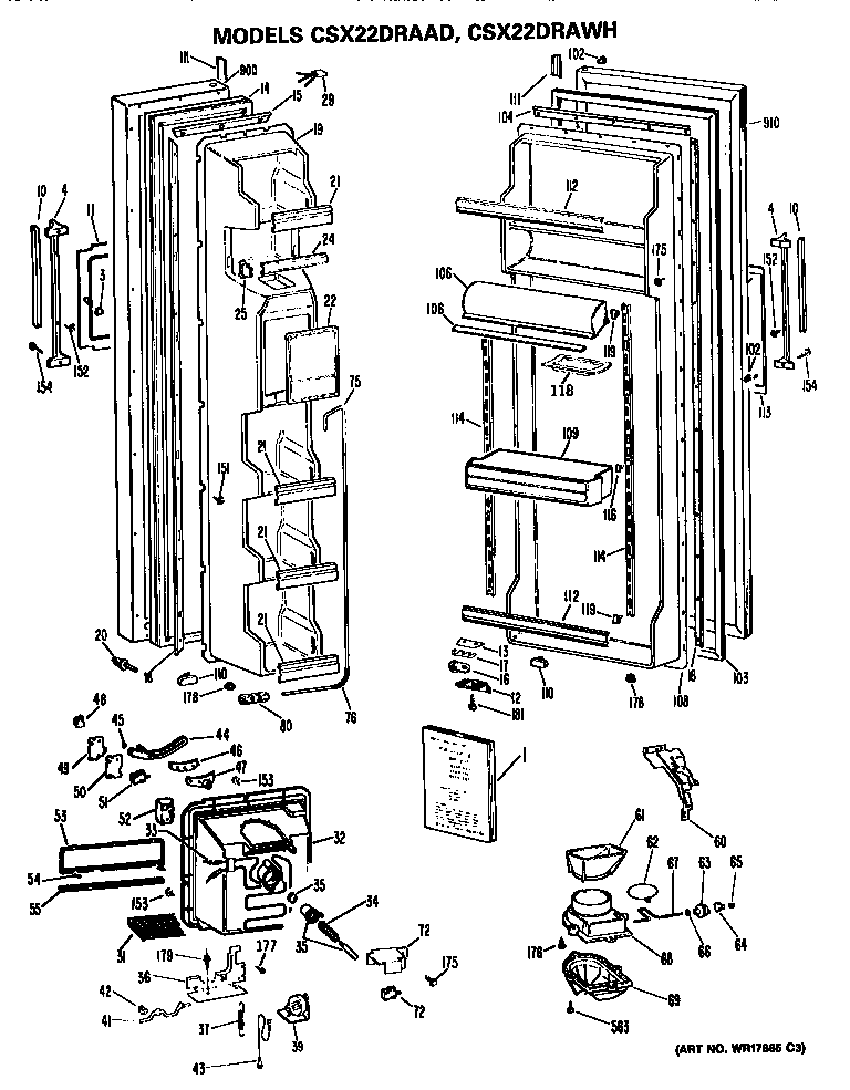 Hotpoint CSX22DRAWH doors diagram
