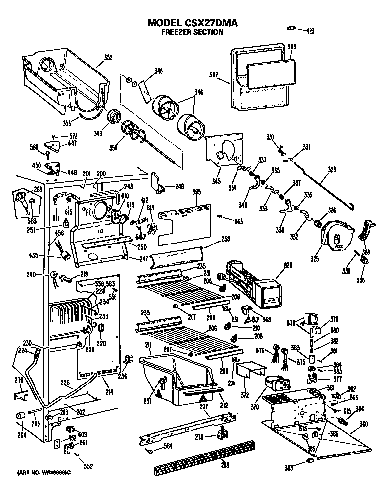 Hotpoint CSX27DMA freezer section diagram