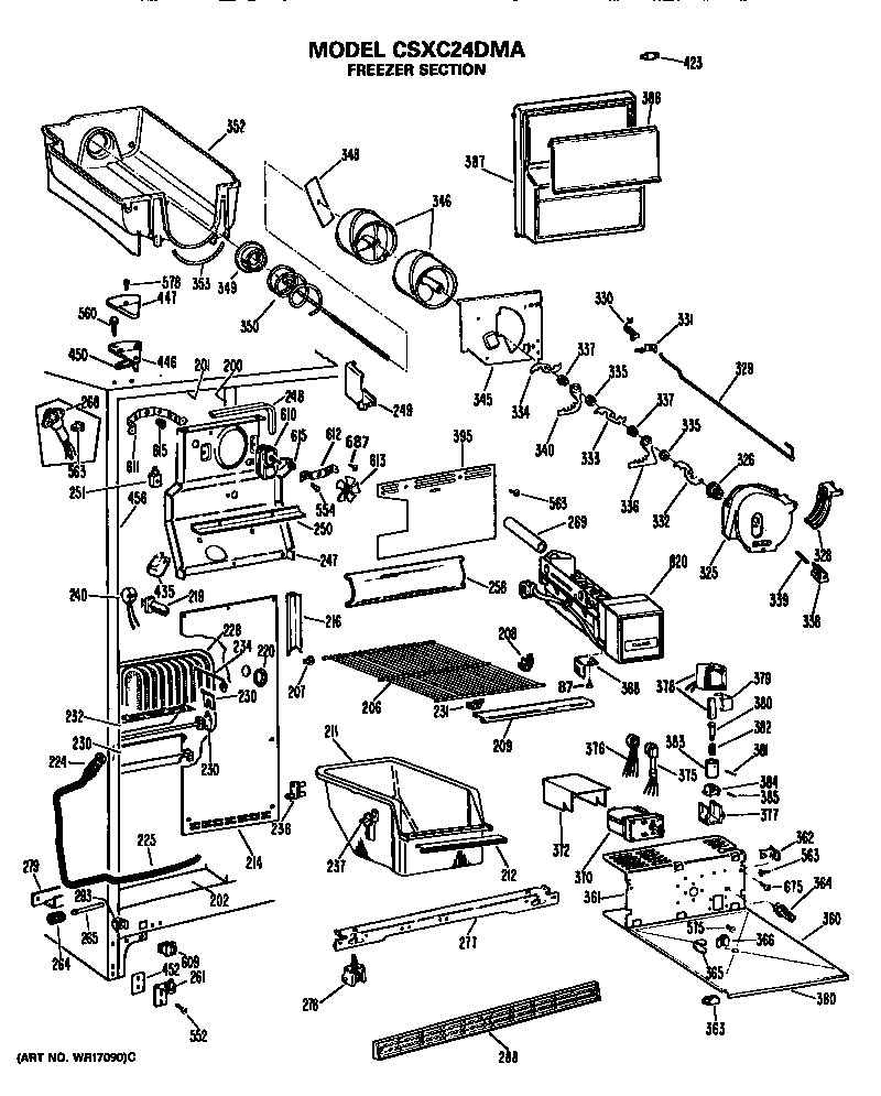 Hotpoint CSXC24DMA freezer section diagram