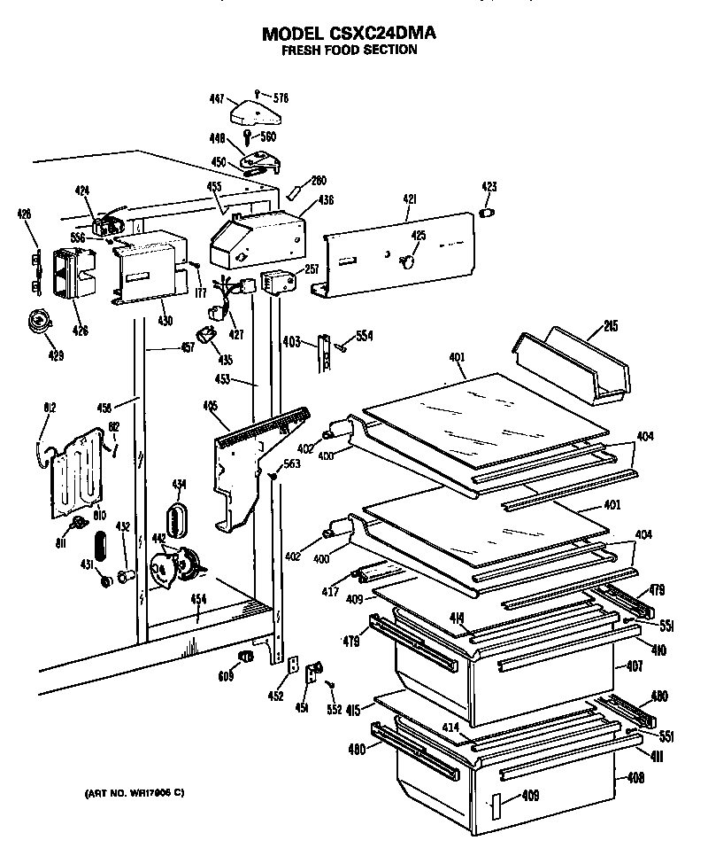 Hotpoint CSXC24DMA fresh food section diagram