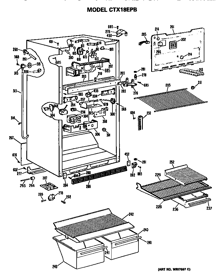 Hotpoint CTX18EPBRWH cabinet parts diagram