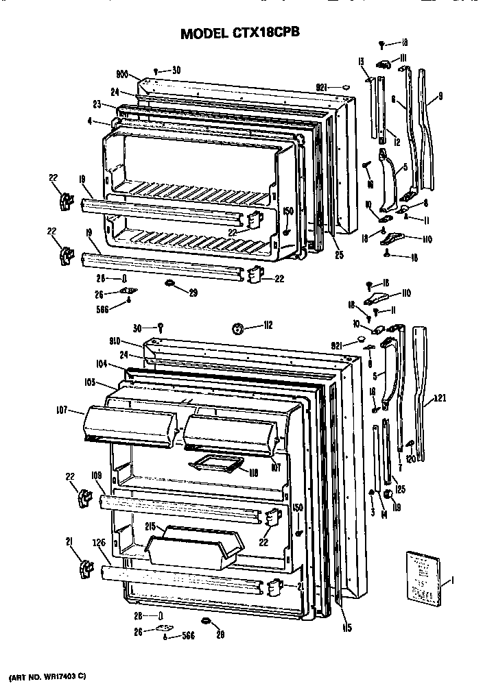 Hotpoint CTX18CPBRWH doors diagram
