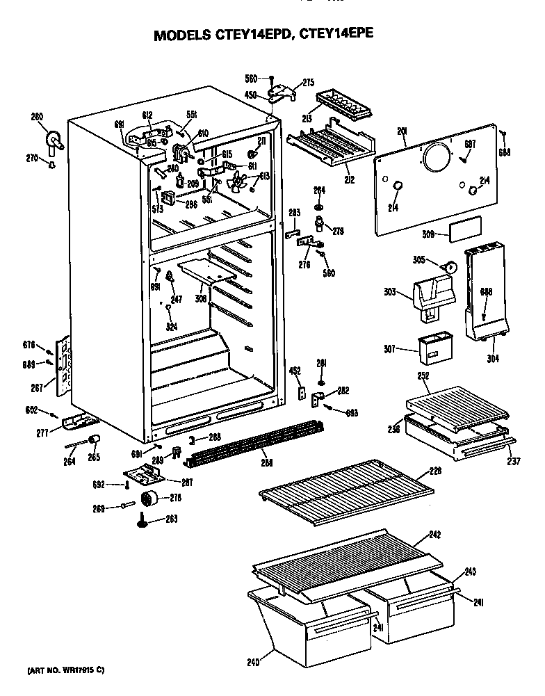 Hotpoint CTEY14EPERAD cabinet parts diagram