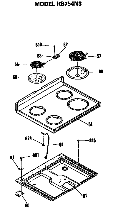 Hotpoint RB754N3 cooktop diagram