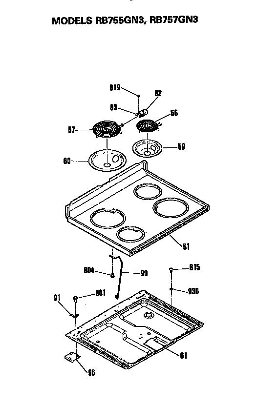 Hotpoint RB755GN3 cooktop diagram