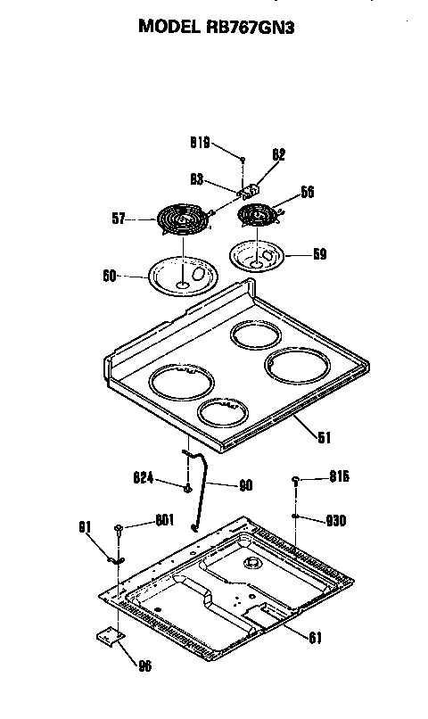Hotpoint RB767GN3 cooktop diagram