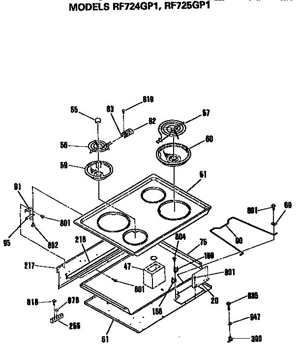 Hotpoint RF724GP1 cooktop diagram