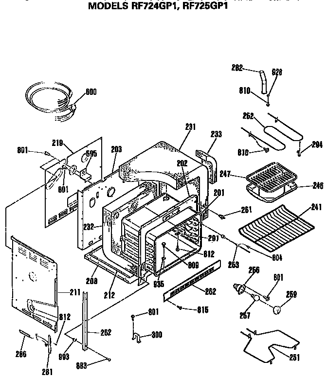 Hotpoint RF724GP1 cabinet parts diagram