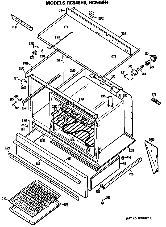 Hotpoint RC546H4 cabinet parts diagram