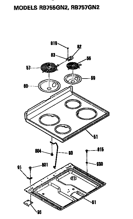 Hotpoint RB755GN2 cooktop diagram