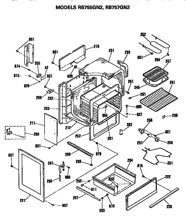 Hotpoint RB755GN2 cabinet parts diagram