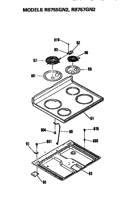 Hotpoint RB755GN2 cooktop diagram