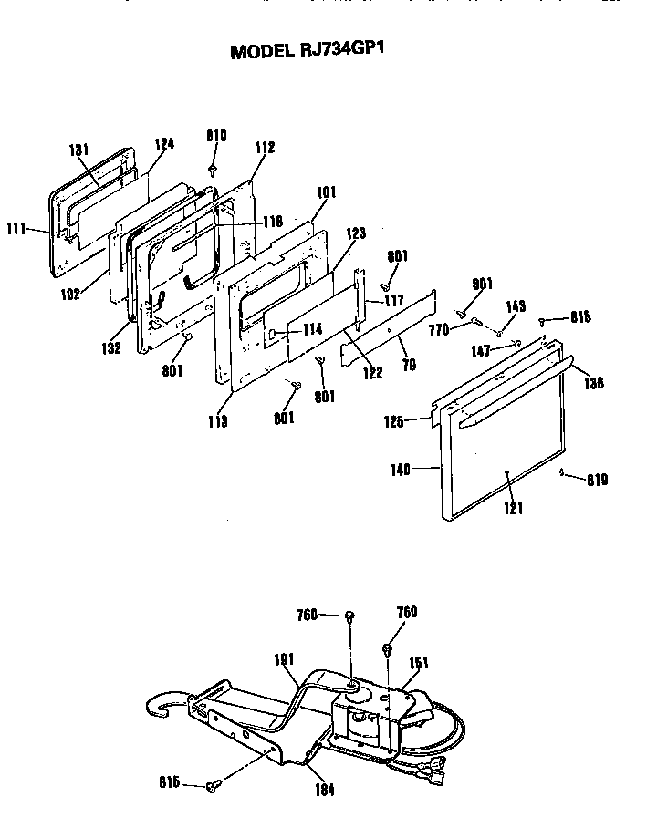 Hotpoint RJ734GP1 door diagram