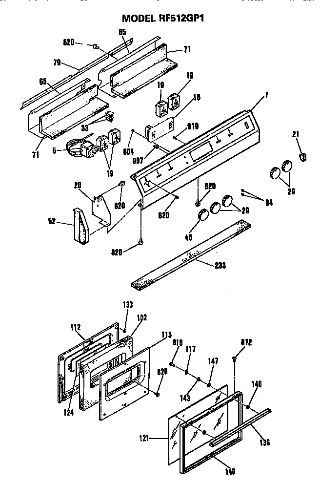 Hotpoint RF512GP1 control and door diagram