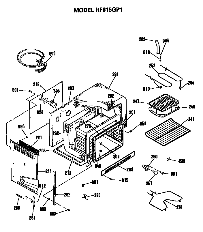 Hotpoint RF615GP1 oven diagram