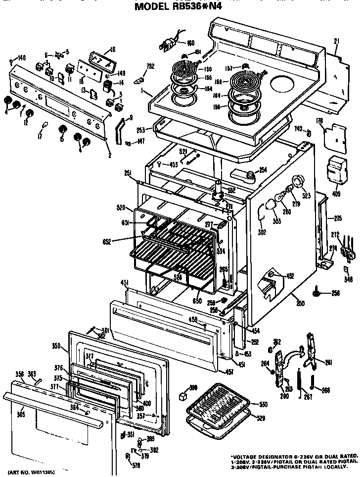 Hotpoint RB536*N4 replacement parts diagram