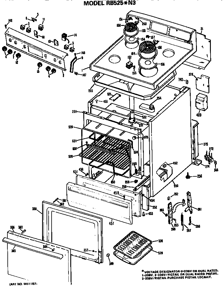 Hotpoint RB525*N3 replacement parts diagram
