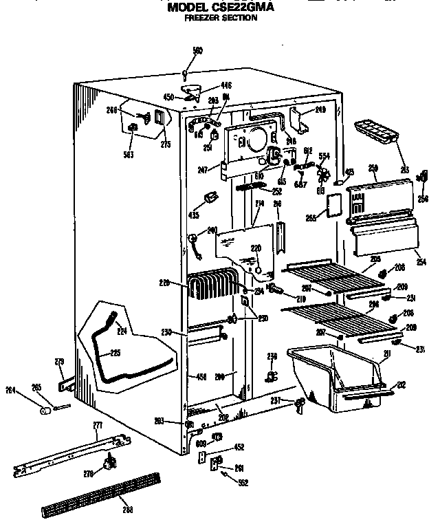 Hotpoint CSE22GMA freezer section diagram