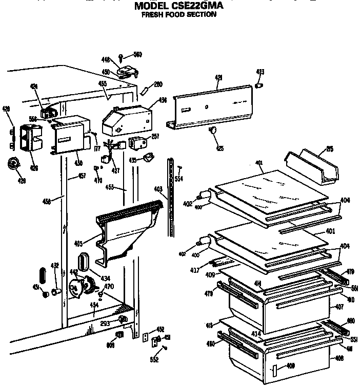 Hotpoint CSE22GMA fresh food section diagram