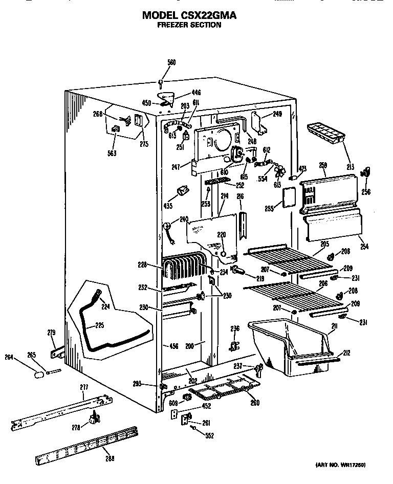 Hotpoint CSX22GMA freezer section diagram