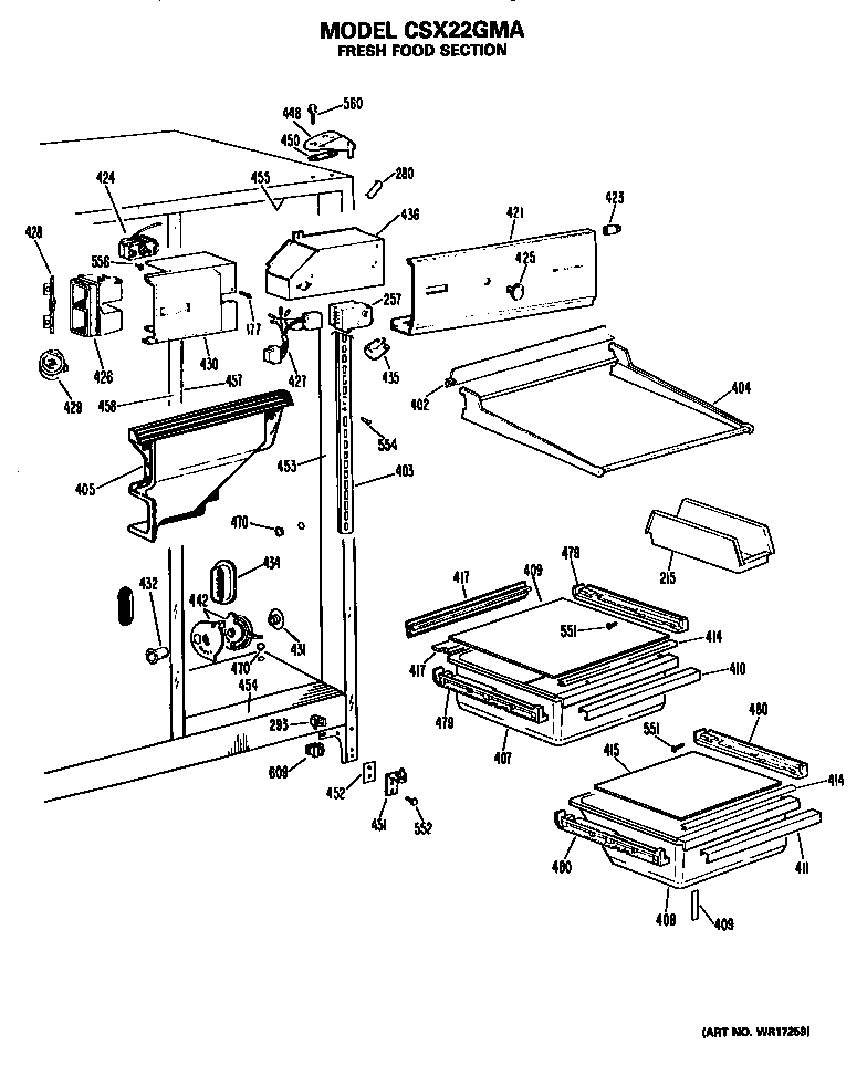 Hotpoint CSX22GMA fresh food section diagram