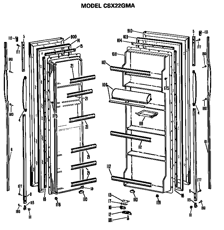 Hotpoint CSX22GMA doors diagram